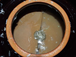 Sauerkraut submerged in brine